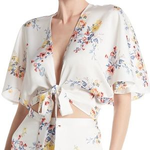 NWT Material Girl Floral Front Tie Blouse